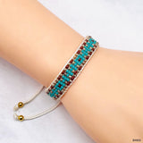 Boho Beads Turquoise Green Brown Anti Tarnish Friendship Bracelet For Women