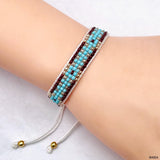 Boho Beads Turquoise Green Brown Anti Tarnish Friendship Bracelet For Women