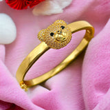 Teddy Bear Cubic Zirconia Copper 18K Gold Kada Anti Tarnish Bracelet For Women