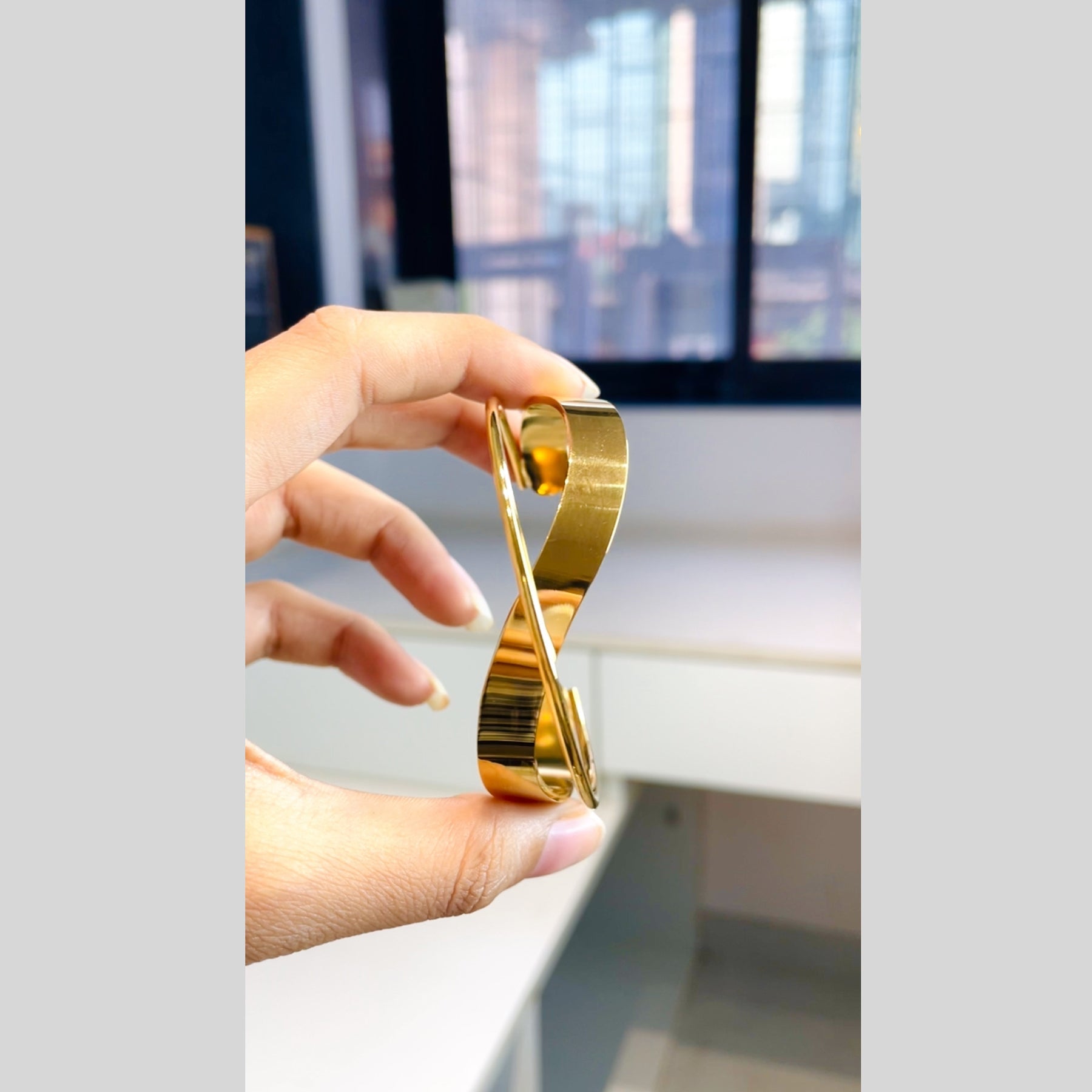 Twisted Cross Over 18K Gold Anti Tarnish Bracelet Cuff For Women