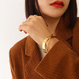 Twisted Cross Over 18K Gold Anti Tarnish Bracelet Cuff For Women