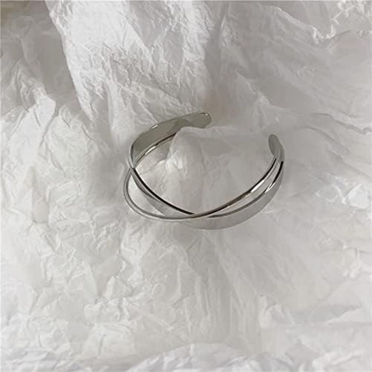 Twisted Cross Over 18K Gold Anti Tarnish Bracelet Cuff For Women