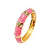 Traditional Enamel Pink 18K Gold Anti Tarnish Openable Kada For Women