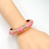 Traditional Enamel Pink 18K Gold Anti Tarnish Openable Kada For Women