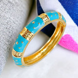 Traditional Enamel Pink 18K Gold Anti Tarnish Openable Kada For Women