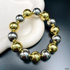 Two Tone 18K Gold Plated Silver Anti Tarnish Ball Adjustable Stackable Bracelet For Women