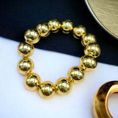 Two Tone 18K Gold Plated Silver Anti Tarnish Ball Adjustable Stackable Bracelet For Women