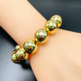 Two Tone 18K Gold Plated Silver Anti Tarnish Ball Adjustable Stackable Bracelet For Women