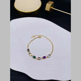 Radiant Rainbow Cubic Zirconia Crystal Multicolor 18K Gold Anti Tarnish Stainless Steel Chain Bracelet For Women