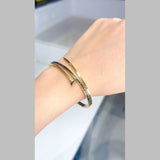 Nail Enamel Black 18K Gold Anti Tarnish Openable Kada Bracelet For Women