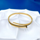 Nail Enamel Black 18K Gold Anti Tarnish Openable Kada Bracelet For Women