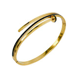 Nail Enamel Black 18K Gold Anti Tarnish Openable Kada Bracelet For Women