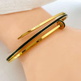 Nail Enamel Black 18K Gold Anti Tarnish Openable Kada Bracelet For Women