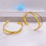 Dented Cross Over 18K Gold Anti Tarnish Bracelet Cuff For Women