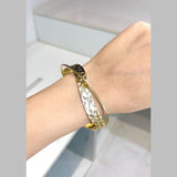 Dented Cross Over 18K Gold Anti Tarnish Bracelet Cuff For Women