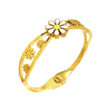 Daisy Flower Enamel White 18K Gold Anti Tarnish Openable Kada Bracelet For Women