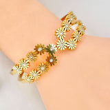 Daisy Flower Cubic Zirconia Silver Anti Tarnish Openable Kada Bracelet For Women