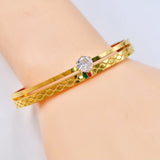 Solitaire Cubic Zirconia Enamel 18K Gold Anti Tarnish Openable Kada Bracelet For Women