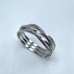 Dual Cross Over Layer Silver Anti Tarnish Openable Kada Bracelet For Women