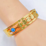 Daisy Flower Evil Eye Enamel Blue Silver Anti Tarnish Openable Kada Bracelet For Women