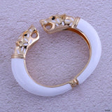 Panther Enamel White 18K Gold Anti Tarnish Openable Kada Bracelet For Women