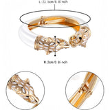 Panther Enamel White 18K Gold Anti Tarnish Openable Kada Bracelet For Women