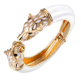 Panther Enamel White 18K Gold Anti Tarnish Openable Kada Bracelet For Women