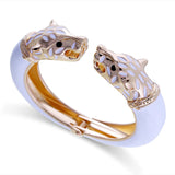 Panther Enamel White 18K Gold Anti Tarnish Openable Kada Bracelet For Women