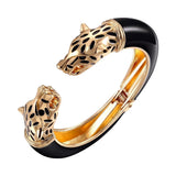 Panther Enamel White 18K Gold Anti Tarnish Openable Kada Bracelet For Women