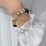 Panther Enamel White 18K Gold Anti Tarnish Openable Kada Bracelet For Women