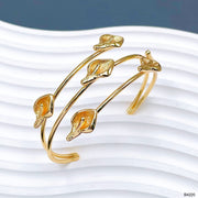 Leaf Flower 18K Gold Anti Tarnish Cuff Bracelet For Women