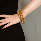 Snake Triple Layer 18K Gold Anti Tarnish Bracelet For Women