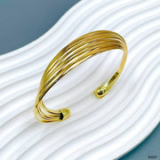 Layer 18K Gold Anti Tarnish Cuff Bracelet For Women