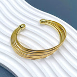 Layer 18K Gold Anti Tarnish Cuff Bracelet For Women