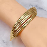 Layer 18K Gold Anti Tarnish Cuff Bracelet For Women