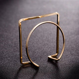 Square Round 18K Gold Anti Tarnish Cuff Bracelet For Women