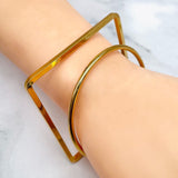 Square Round 18K Gold Anti Tarnish Cuff Bracelet For Women