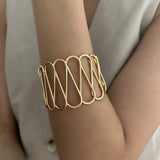 Big Drop Wave 18K Gold Anti Tarnish Cuff Bracelet For Women