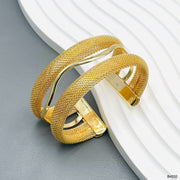 Mesh Dual Layer 18K Gold Anti Tarnish Cuff Bracelet For Women