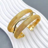 Mesh Dual Layer 18K Gold Anti Tarnish Cuff Bracelet For Women