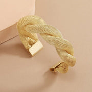 Mesh Rope 18K Gold Anti Tarnish Cuff Bracelet For Women