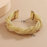 Mesh Rope 18K Gold Anti Tarnish Cuff Bracelet For Women