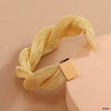 Mesh Rope 18K Gold Anti Tarnish Cuff Bracelet For Women