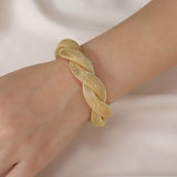 Mesh Rope 18K Gold Anti Tarnish Cuff Bracelet For Women