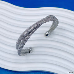 Mesh Cross Over Silver Anti Tarnish Cuff Bracelet For Women