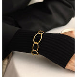 Big Links 18K Gold Anti Tarnish Cuff Bracelet For Women