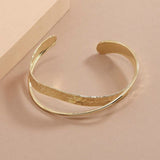 Wave Cross Over 18K Gold Anti Tarnish Cuff Bracelet For Women