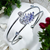 Luxury Silver Cubic Zirconia Anti Tarnish Cuff Bracelet For Women