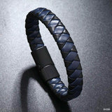 Rope Blue Black Vegan Leather Bracelet For Men