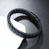 Rope Blue Black Vegan Leather Bracelet For Men